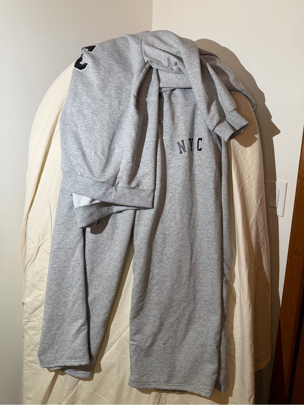 SHEIN Grey NYC Logo Sweatshirt Set